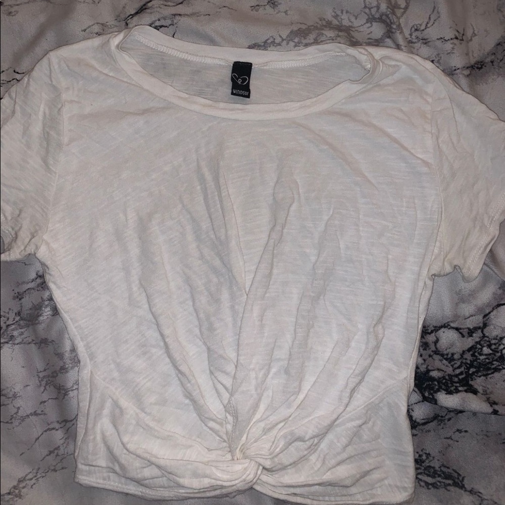 Windsor White Cropped Tee with Knot Detailing